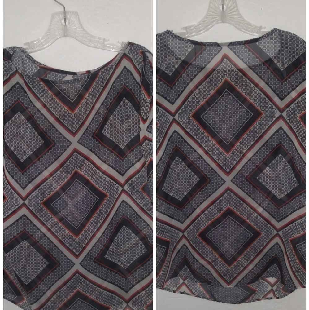 Med. Banana Republic black orange white sheer scar